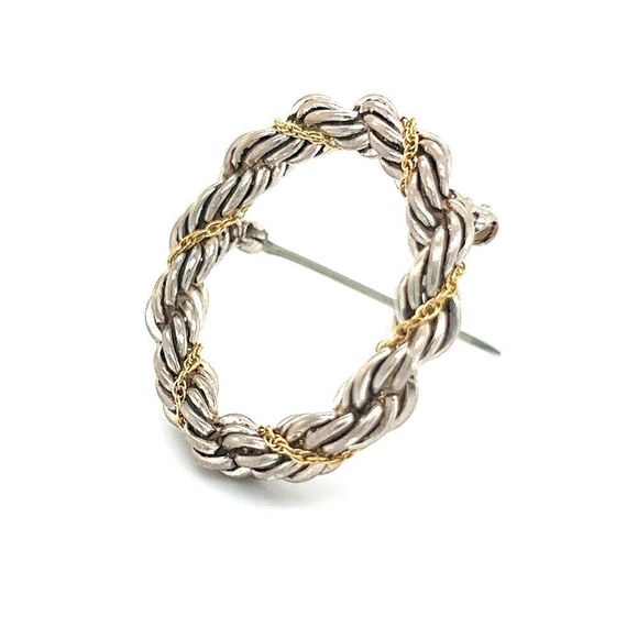 Tiffany & Co Estate Circle Wreath Brooch 18k G + Silver TIF644 - Picture 3 of 9
